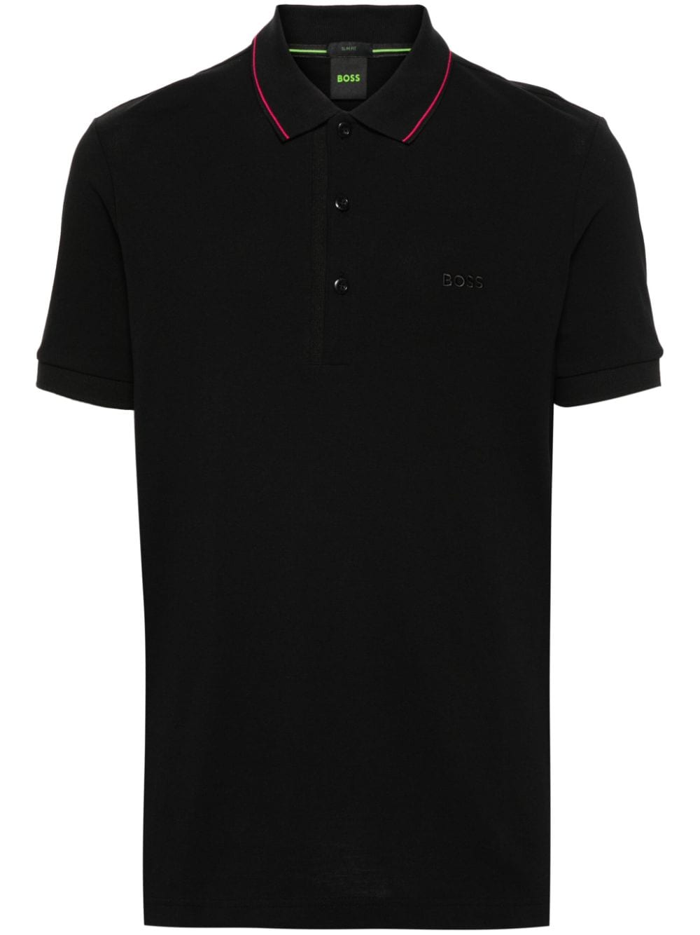 BOSS logo-embroidered cotton polo shirt - Black von BOSS