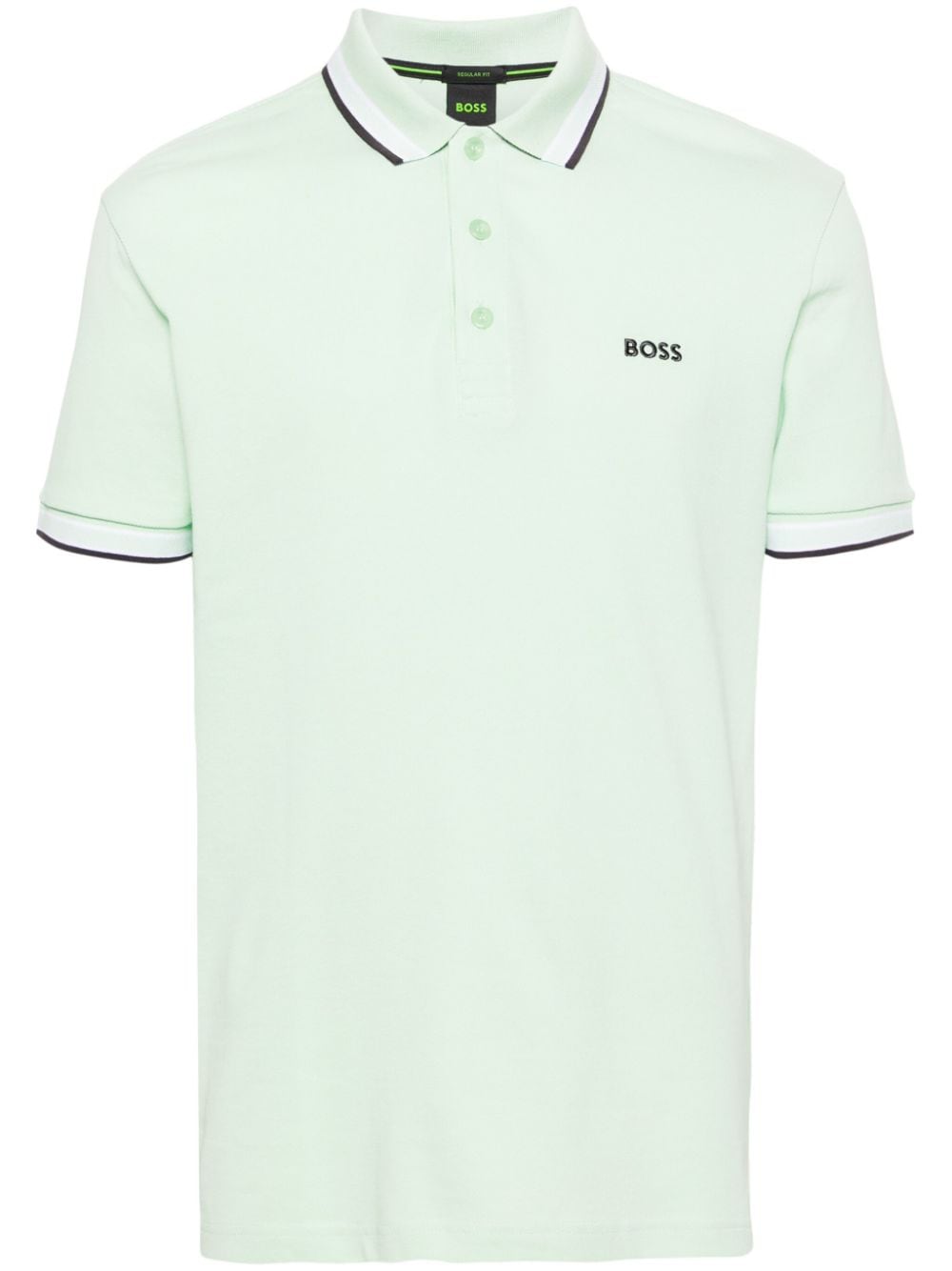 BOSS logo-embroidered cotton polo shirt - Green von BOSS