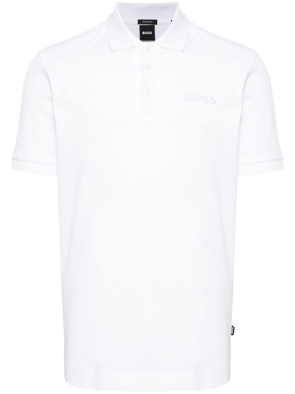 BOSS logo-embroidered cotton polo shirt - White von BOSS