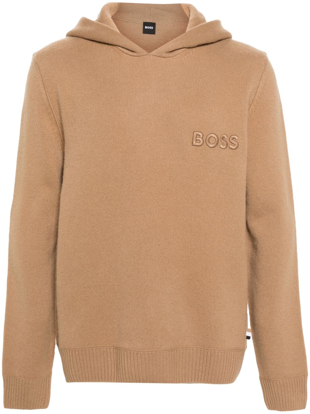 BOSS logo-embroidered hooded jumper - Brown von BOSS