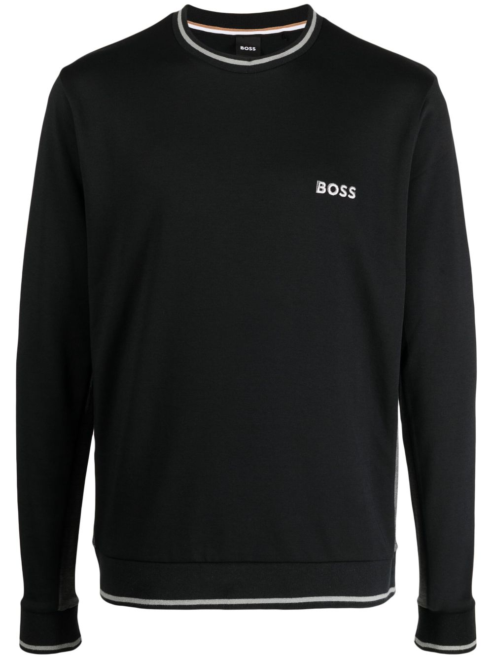 BOSS logo-embroidered jersey sweatshirt - Black von BOSS