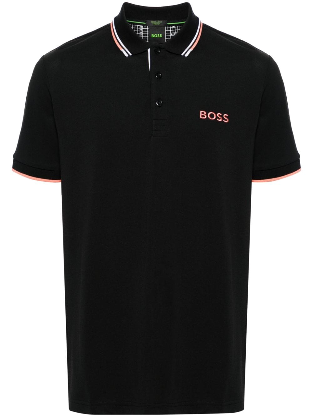 BOSS logo-embroidered piqué polo shirt - Black von BOSS