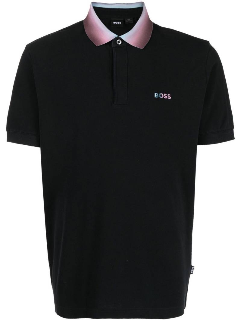 BOSS logo-embroidered polo shirt - Black von BOSS