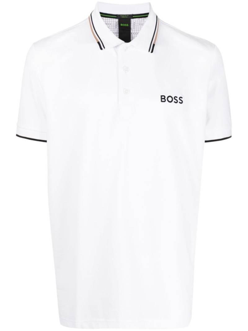 BOSS logo-embroidered polo shirt - White von BOSS