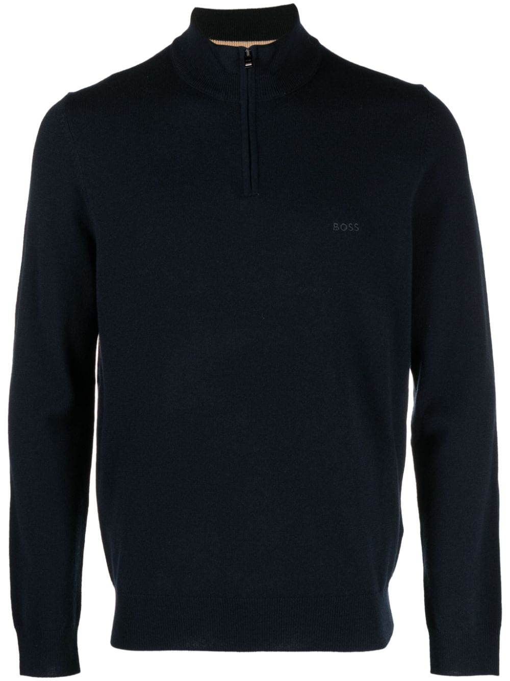 BOSS logo-embroidered virgin wool jumper - Blue von BOSS