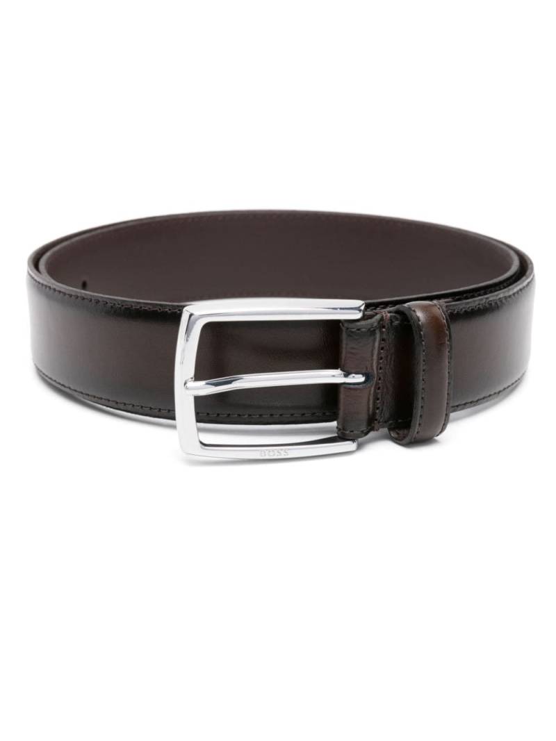 BOSS logo-engraved buckle leather belt - Brown von BOSS