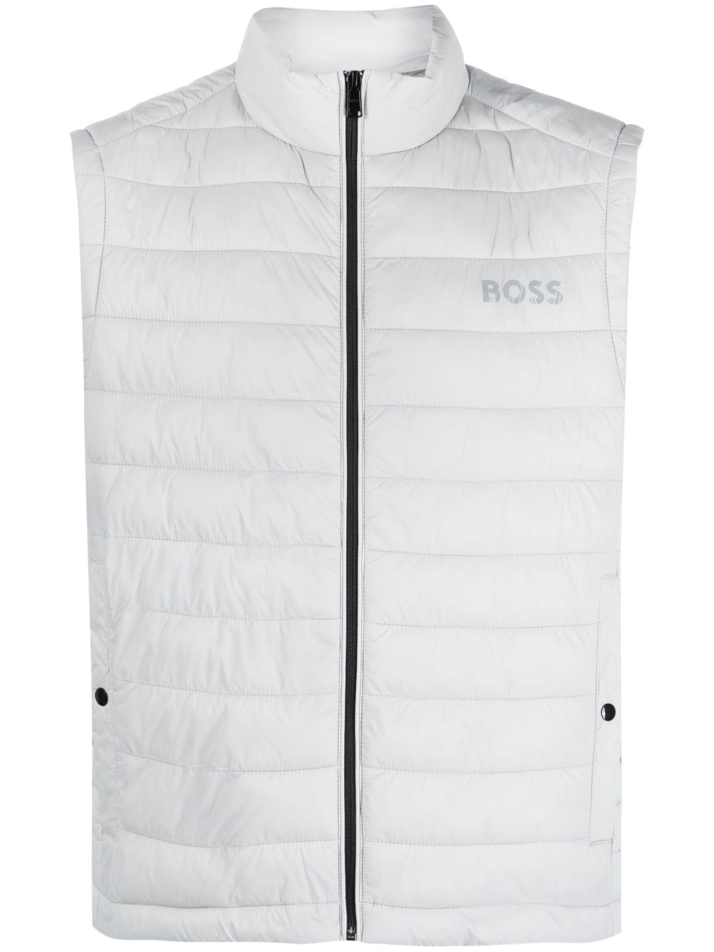 BOSS logo-flocked quilted gilet - Grey von BOSS