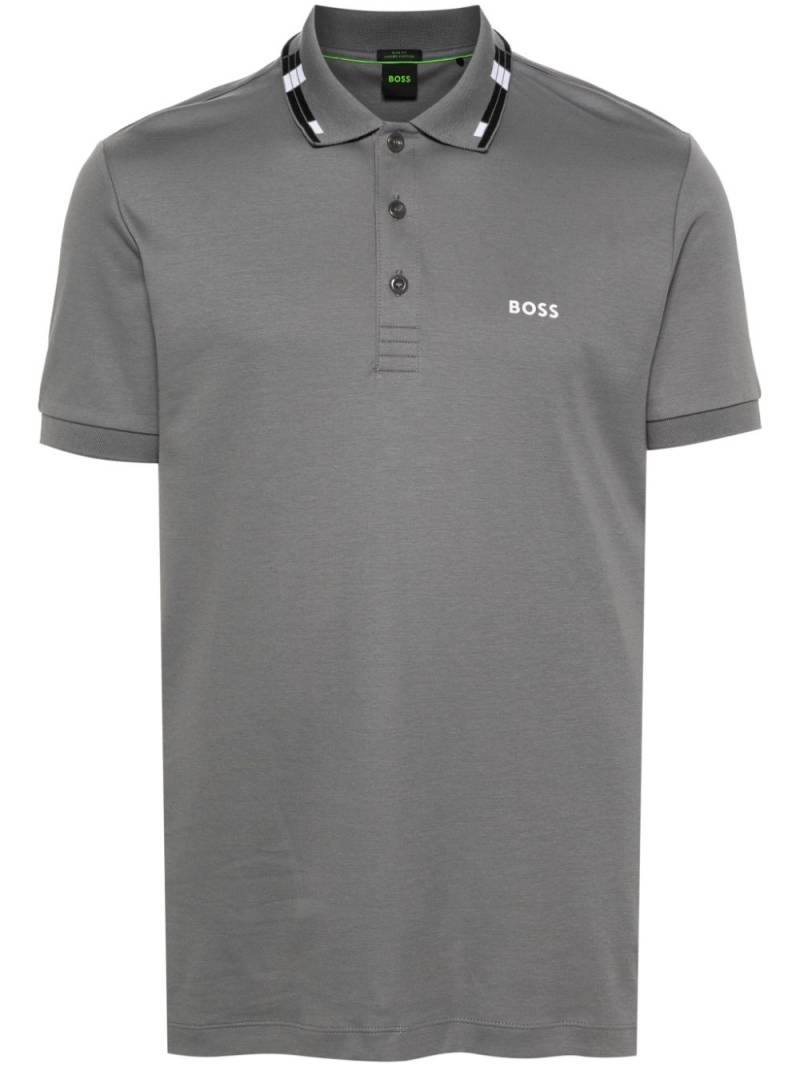 BOSS logo-lettering polo shirt - Grey von BOSS