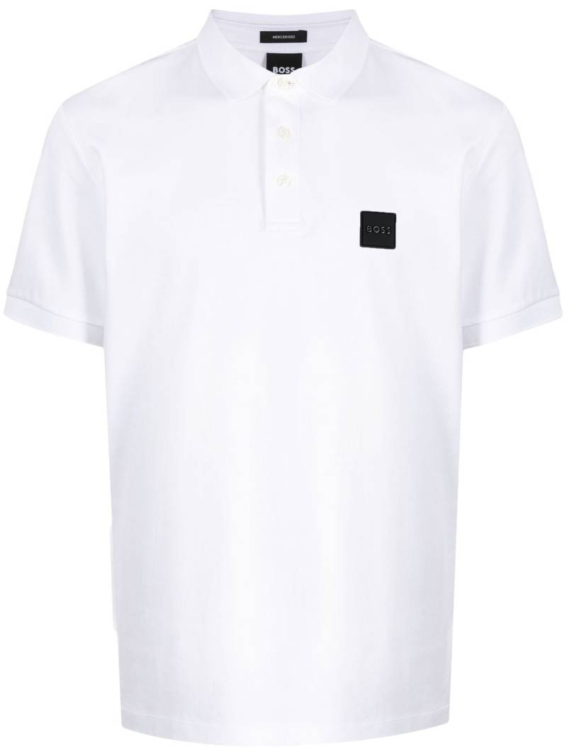 BOSS logo-patch detail cotton polo shirt - White von BOSS