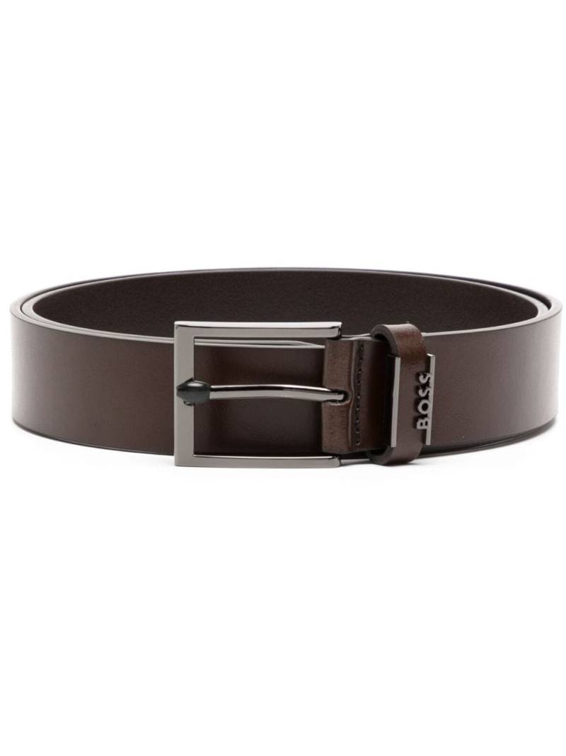 BOSS logo-plaque leather belt - Brown von BOSS