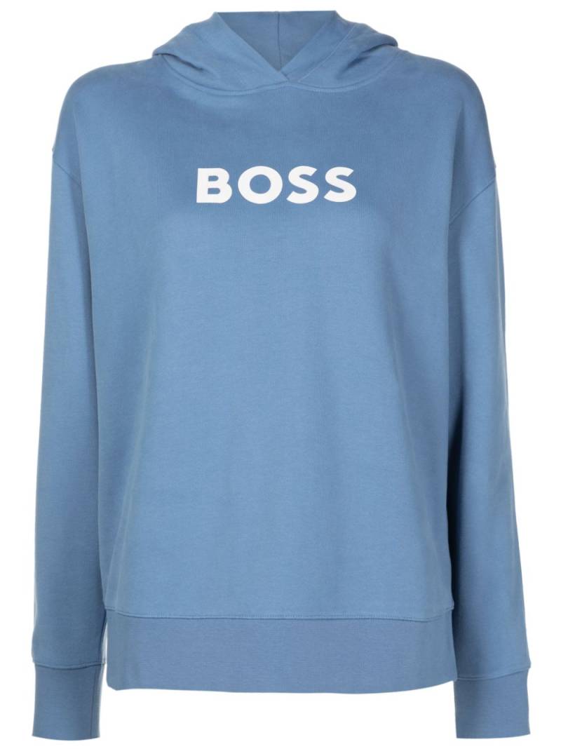 BOSS logo-print cotton hoodie - Blue von BOSS
