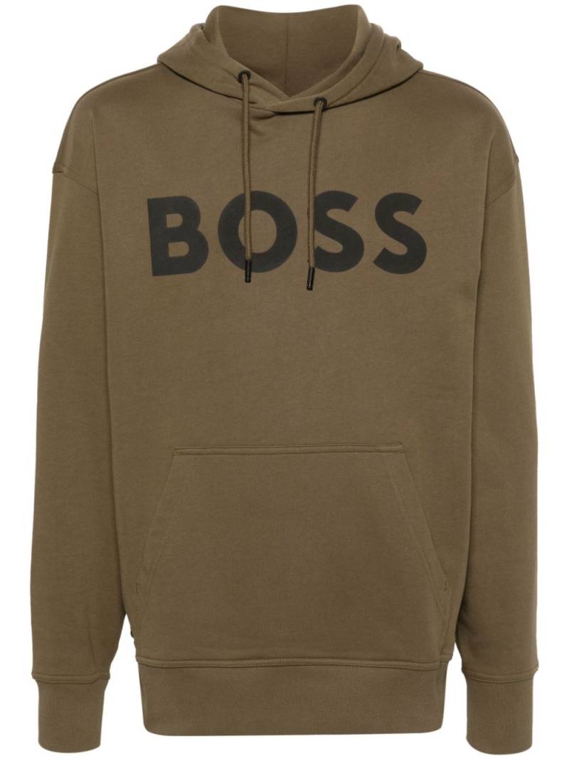 BOSS logo-print cotton hoodie - Green von BOSS