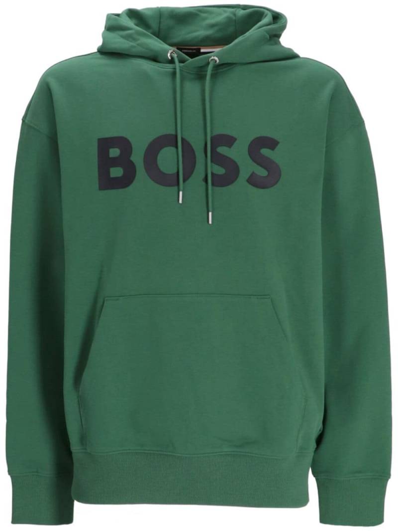 BOSS logo-print cotton hoodie - Green von BOSS
