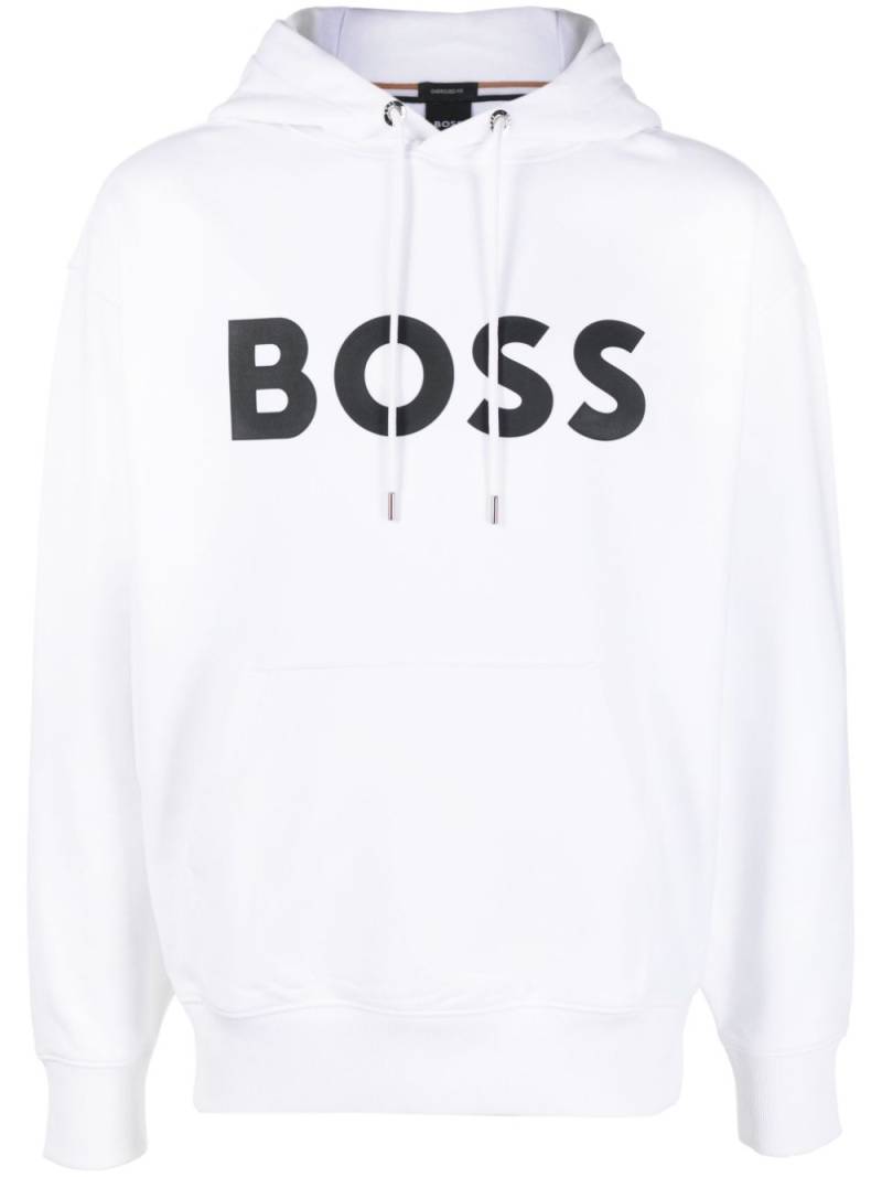 BOSS logo-print cotton hoodie - White von BOSS