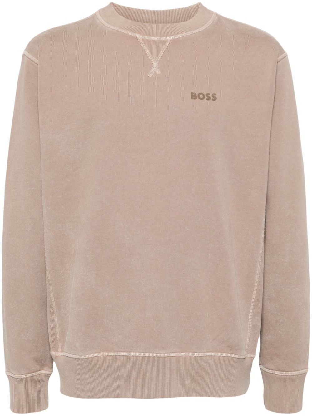 BOSS logo-print crew-neck cotton sweatshirt - Brown von BOSS