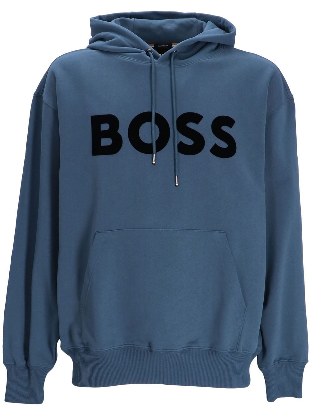BOSS logo-print drawstring hoodie - Blue von BOSS