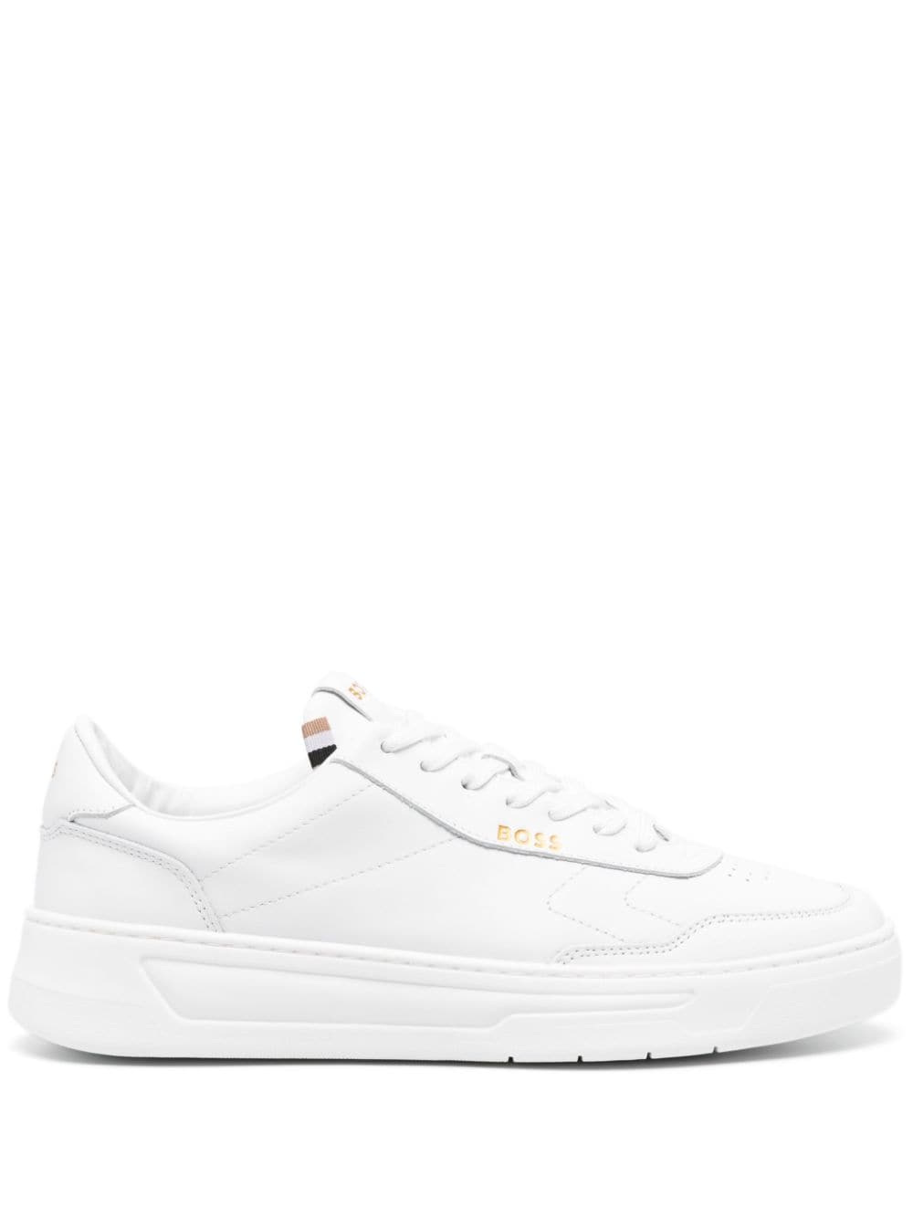 BOSS logo-print leather sneakers - White von BOSS