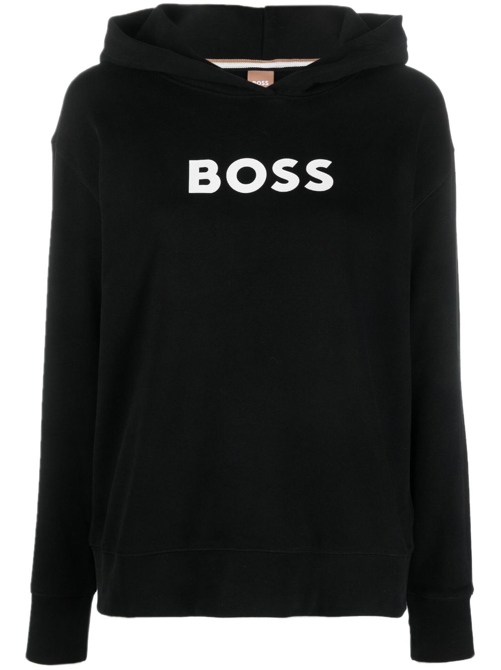 BOSS logo-print organic cotton hoodie - Black von BOSS