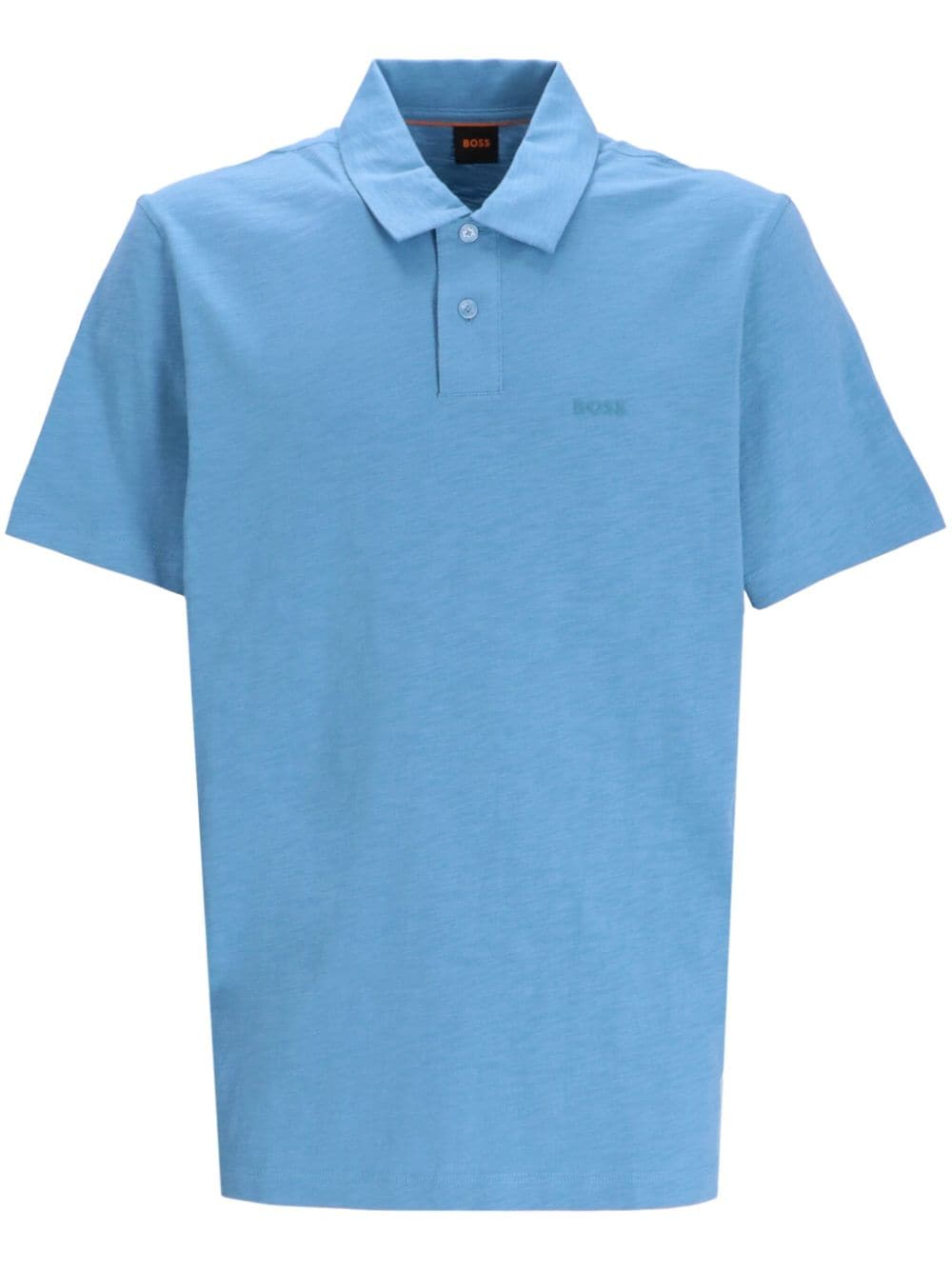 BOSS logo-print slub polo shirt - Blue von BOSS