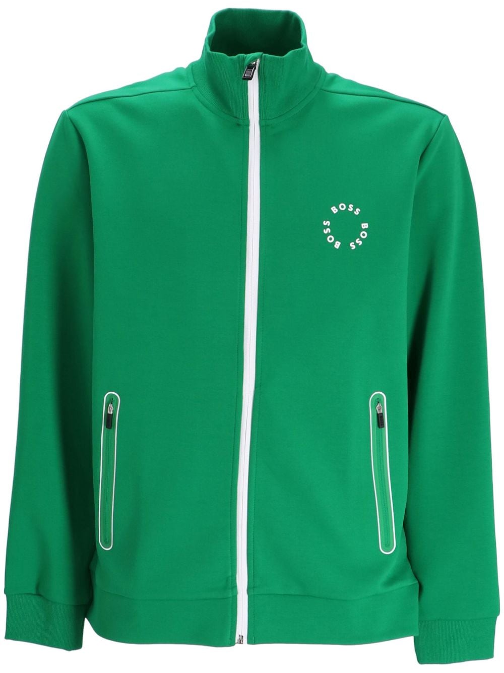 BOSS logo-print zip-up sweatshirt - Green von BOSS