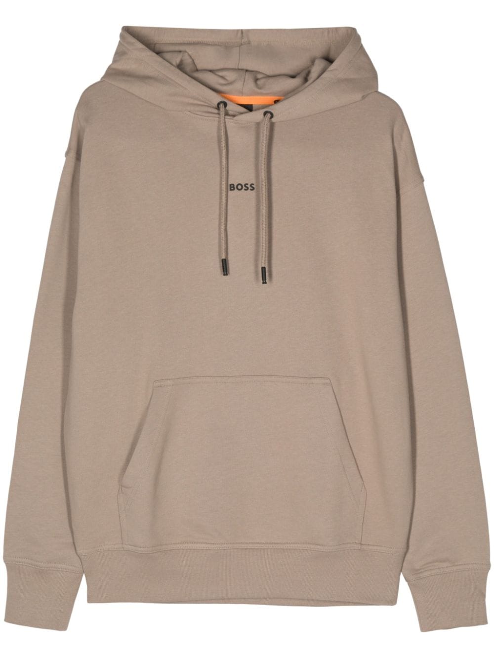 BOSS logo-rubberised cotton hoodie - Neutrals von BOSS