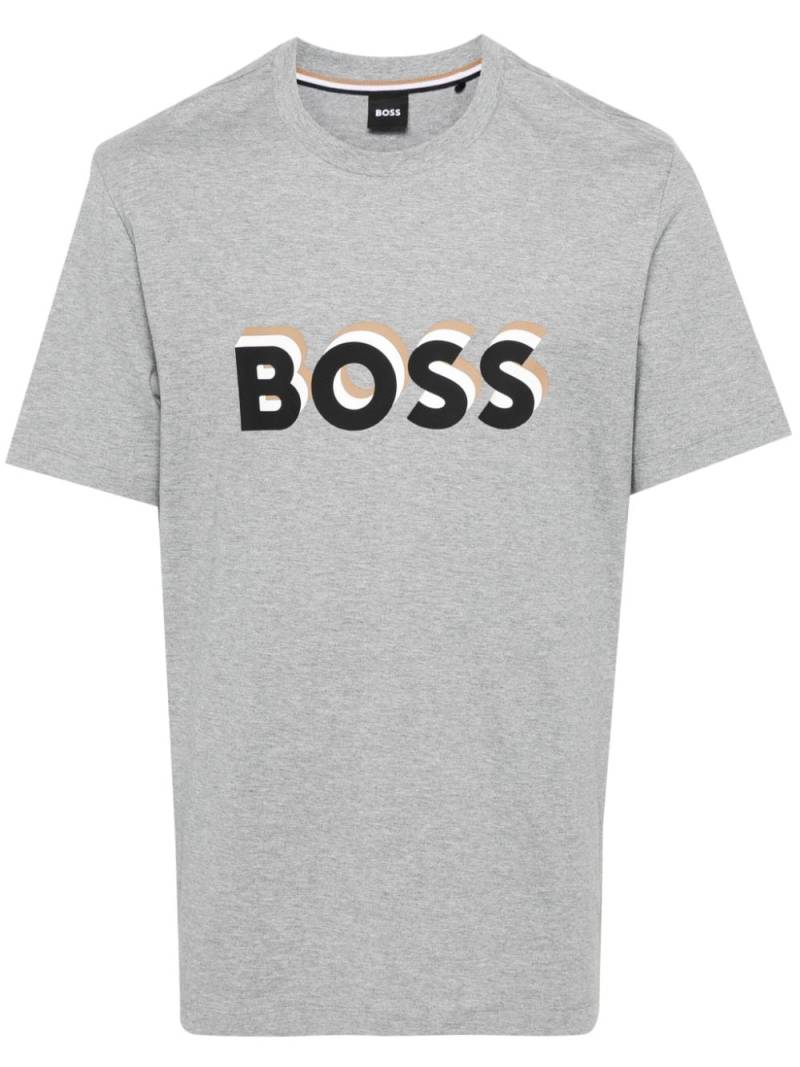 BOSS logo-stamp cotton T-shirt - Grey von BOSS