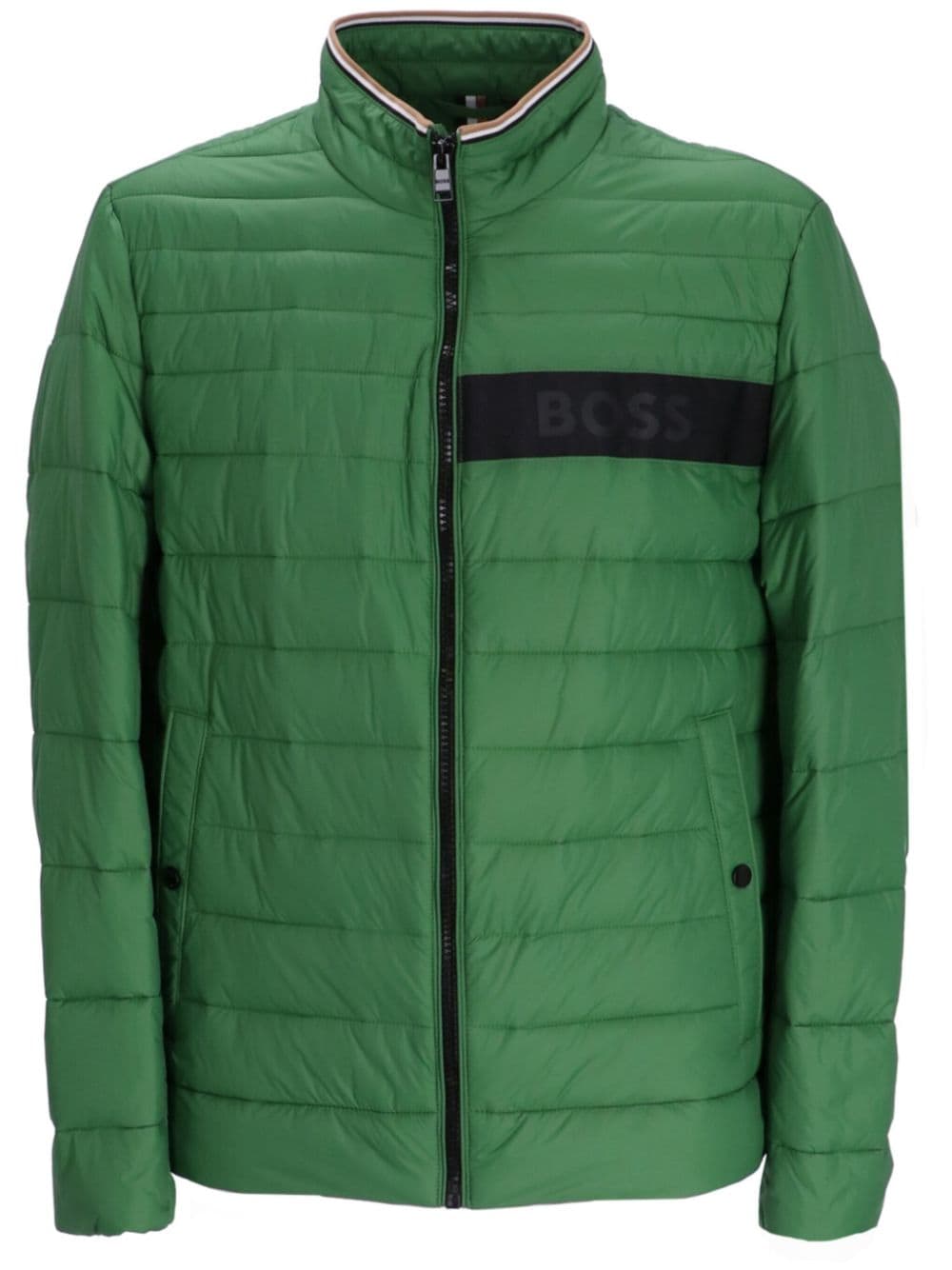 BOSS logo-tape puffer jacket - Green von BOSS