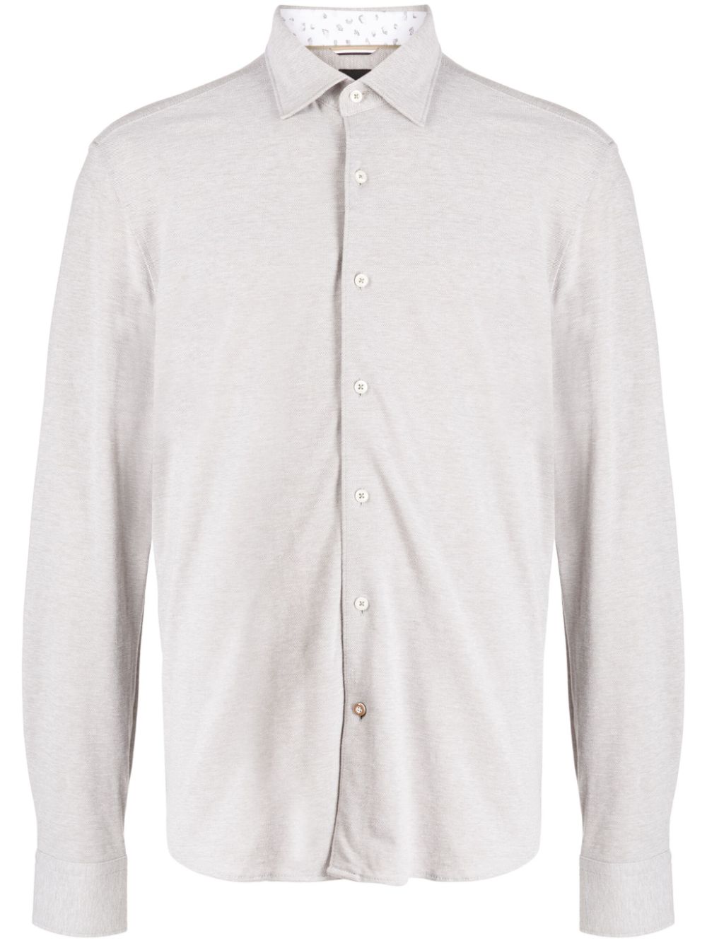 BOSS long-sleeve cotton shirt - Neutrals von BOSS