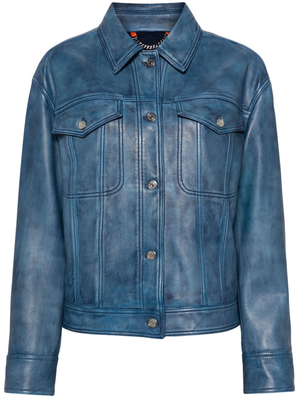 BOSS long-sleeves leather jacket - Blue von BOSS