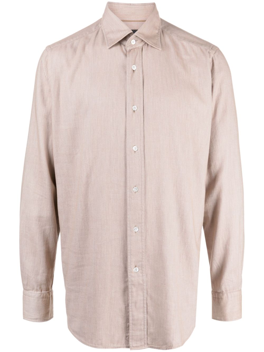 BOSS mélange-effect spread-collar shirt - Brown von BOSS