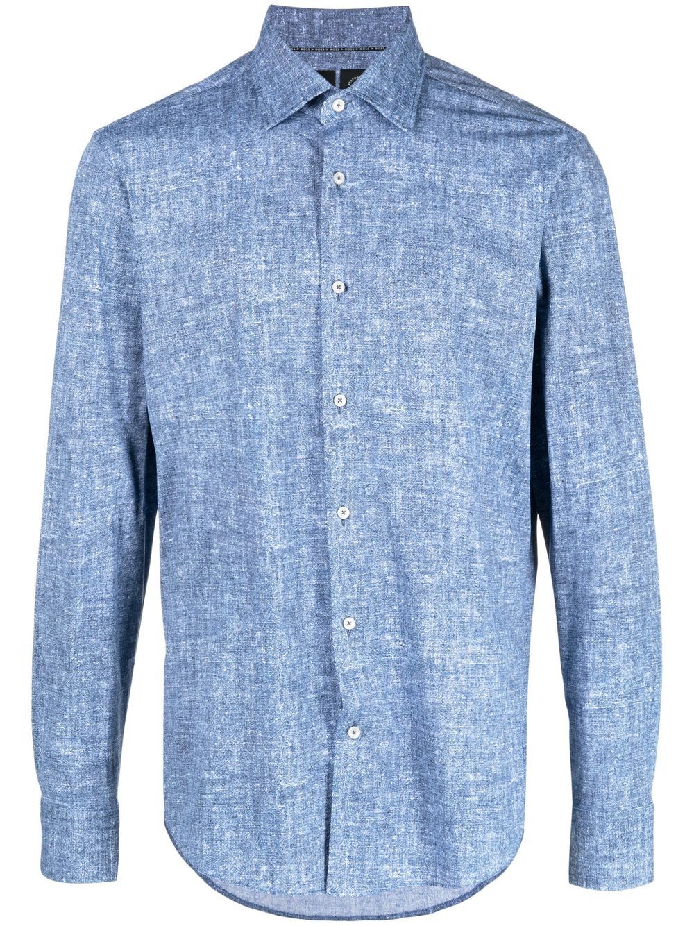 BOSS mélange spread-collar shirt - Blue von BOSS