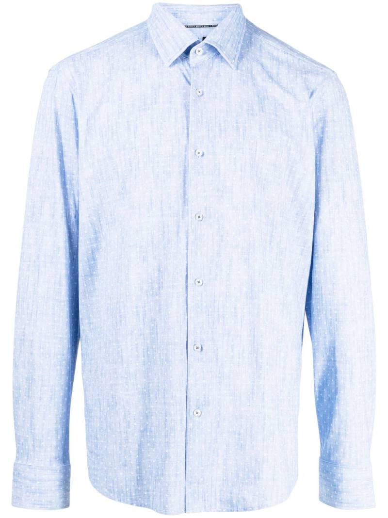 BOSS micro-dot long-sleeve shirt - Blue von BOSS