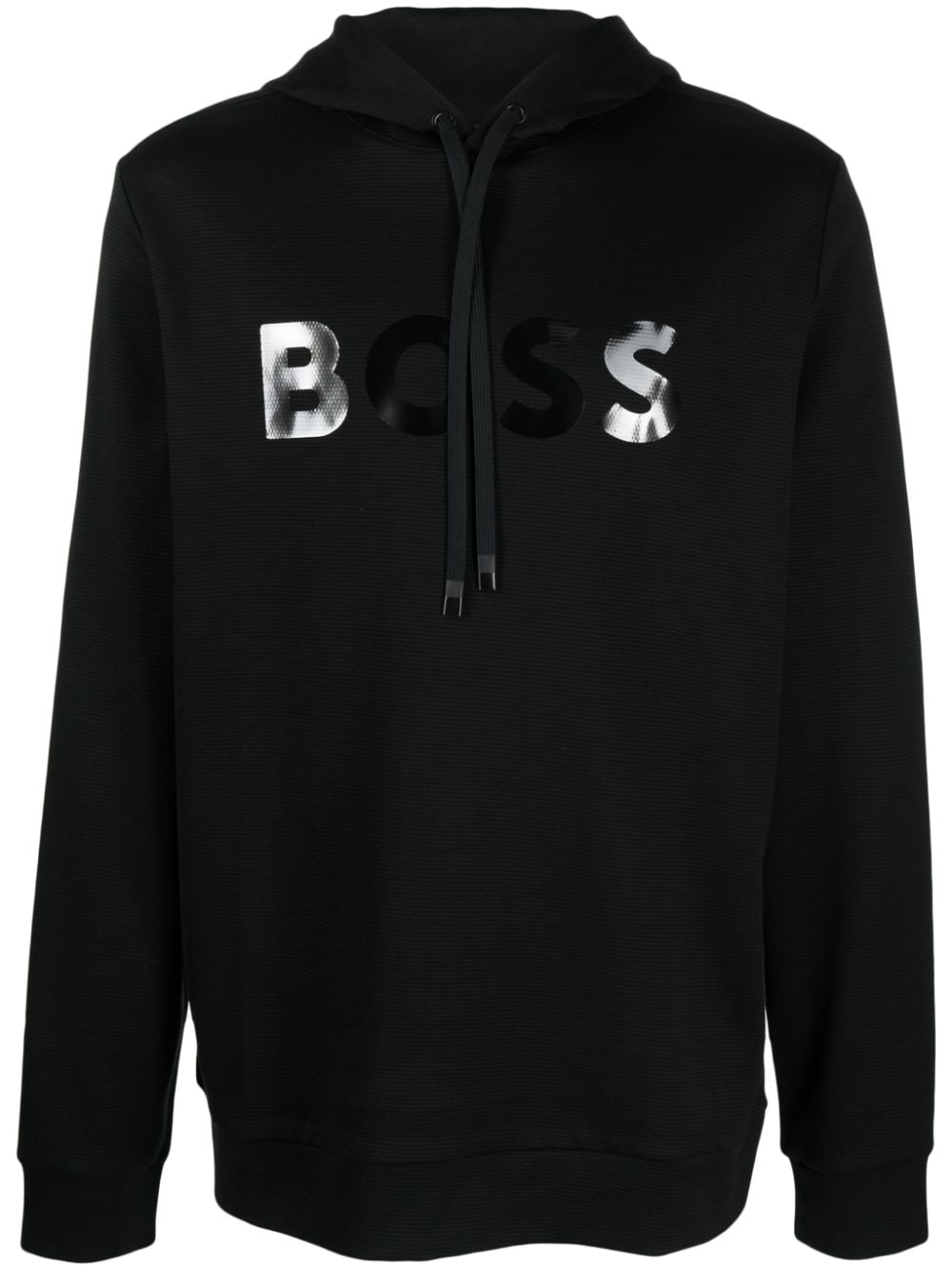 BOSS mirror-effect logo drawstring hoodie - Black von BOSS