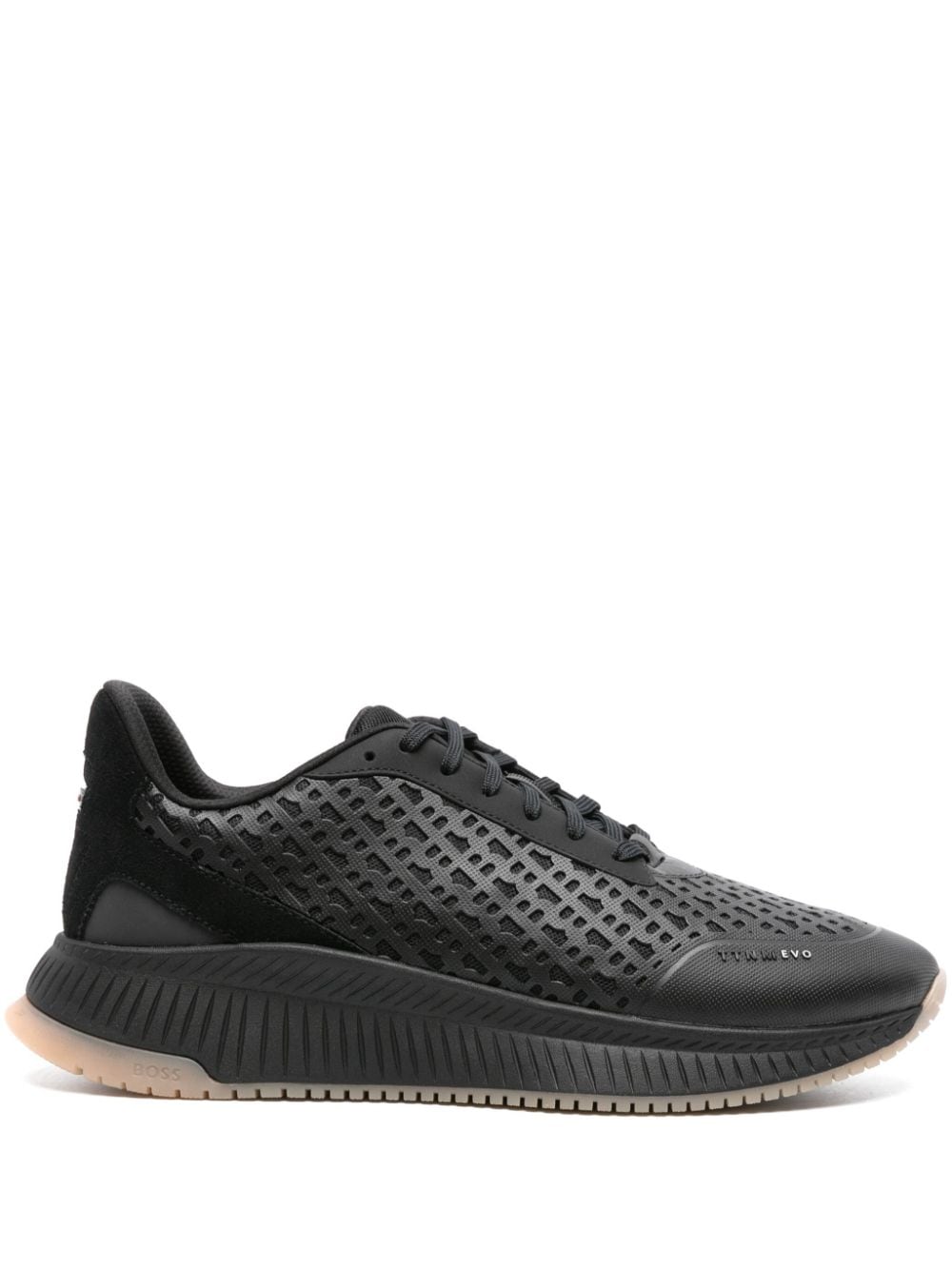 BOSS monogram-mesh panelled sneakers - Black von BOSS