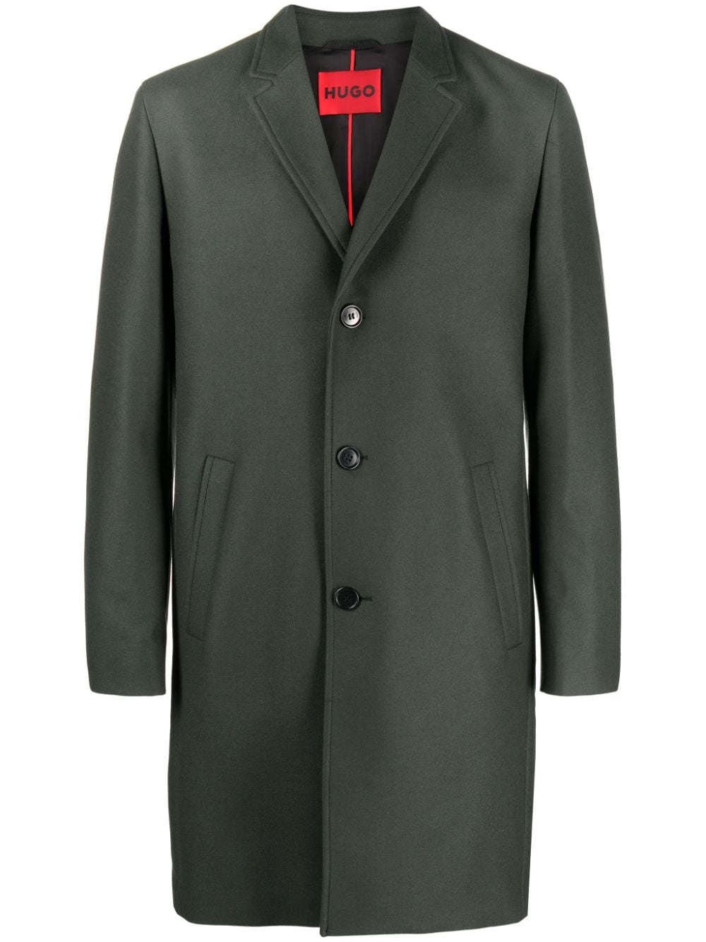 BOSS notched-collar single-breasted coat - Green von BOSS