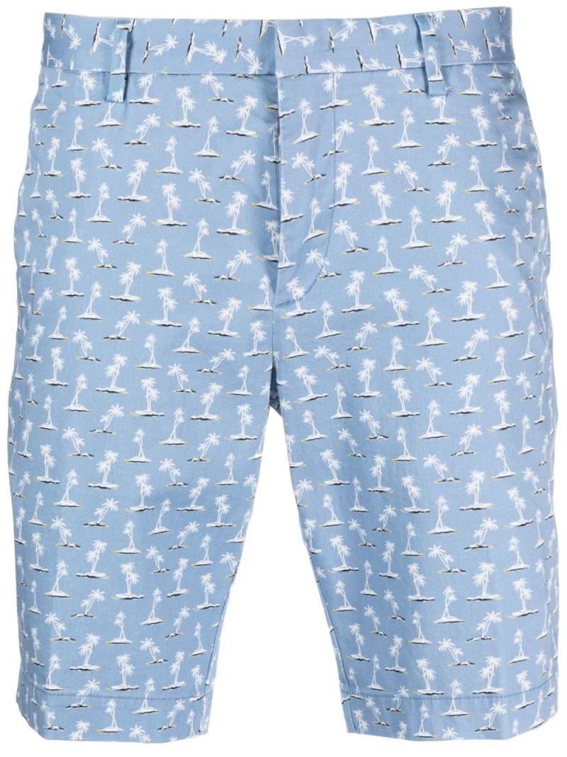 BOSS palm tree-print chino shorts - Blue von BOSS