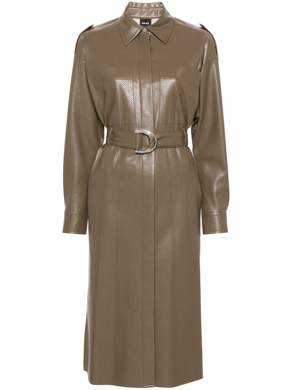 BOSS perforated belted shirt dress - Brown von BOSS