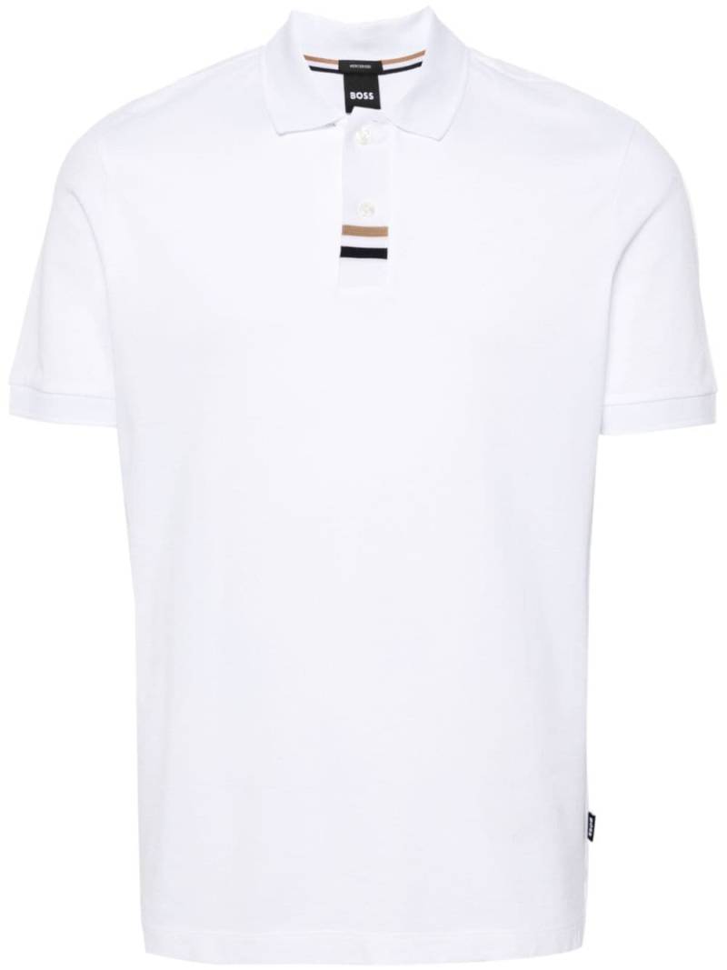 BOSS piqué cotton polo shirt - White von BOSS