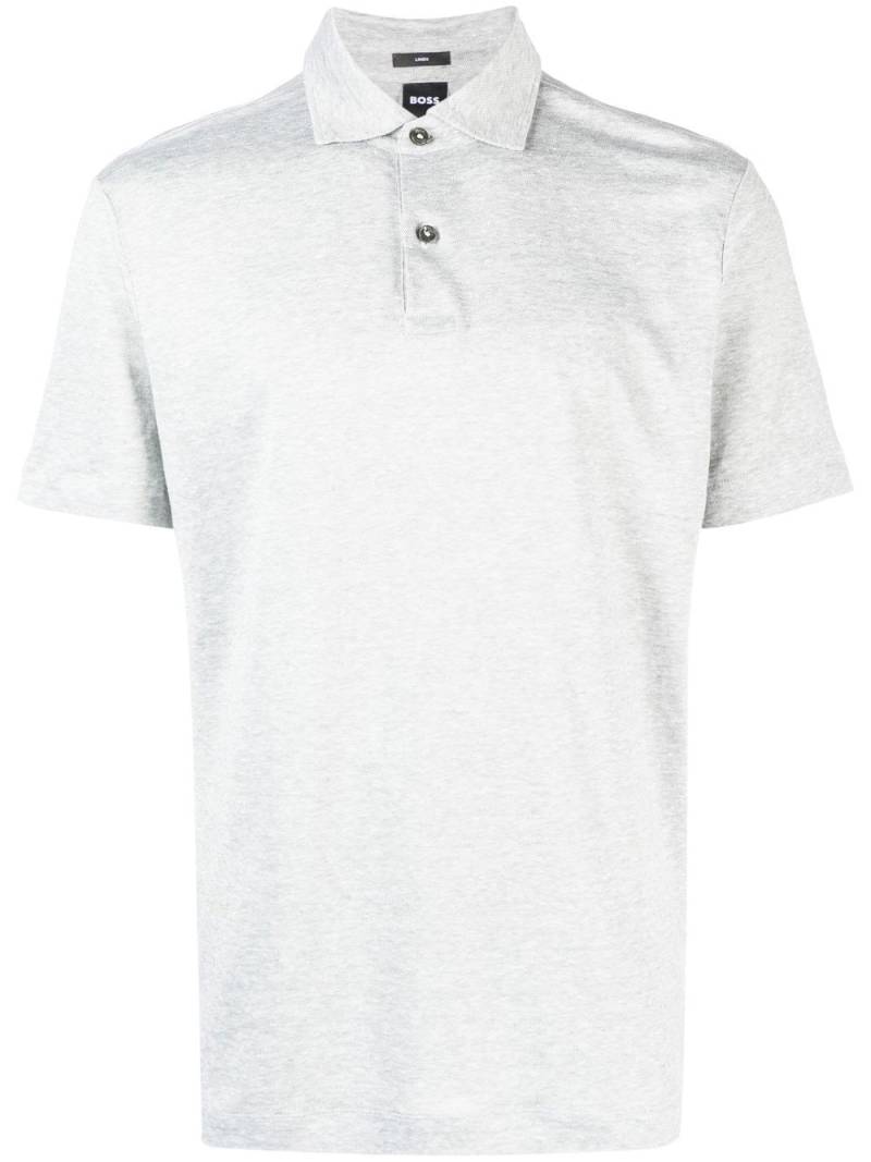 BOSS piqué linen polo shirt - Grey von BOSS