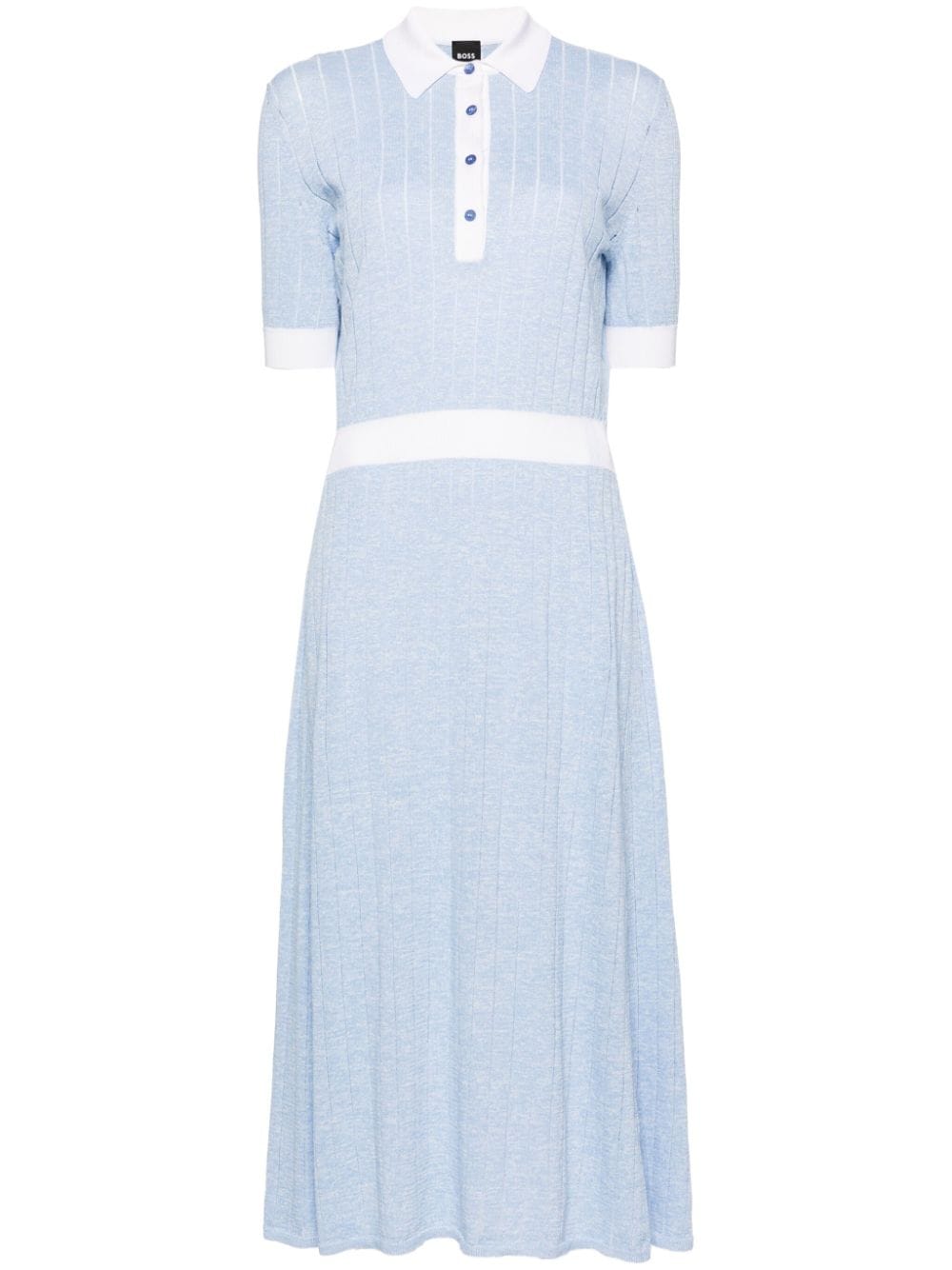 BOSS polo-collar fine-knit dress - Blue von BOSS