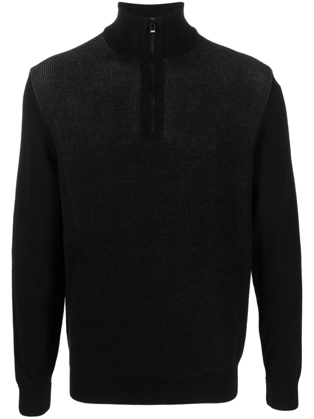 BOSS ribbed half-zip jumper - Black von BOSS