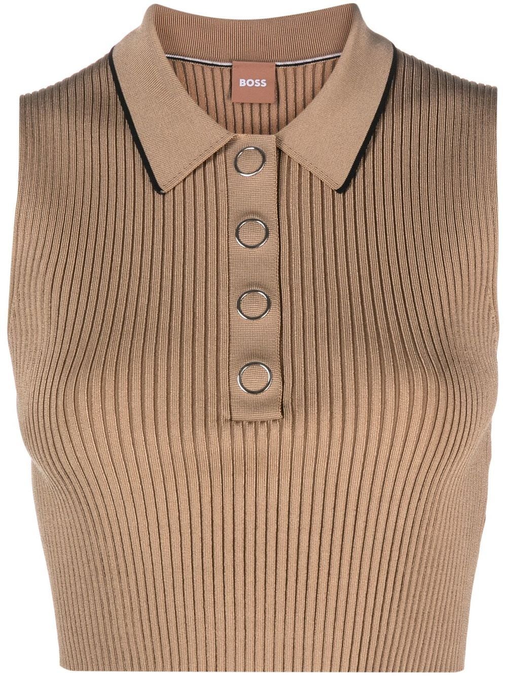 BOSS ribbed-knit cropped vest - Brown von BOSS