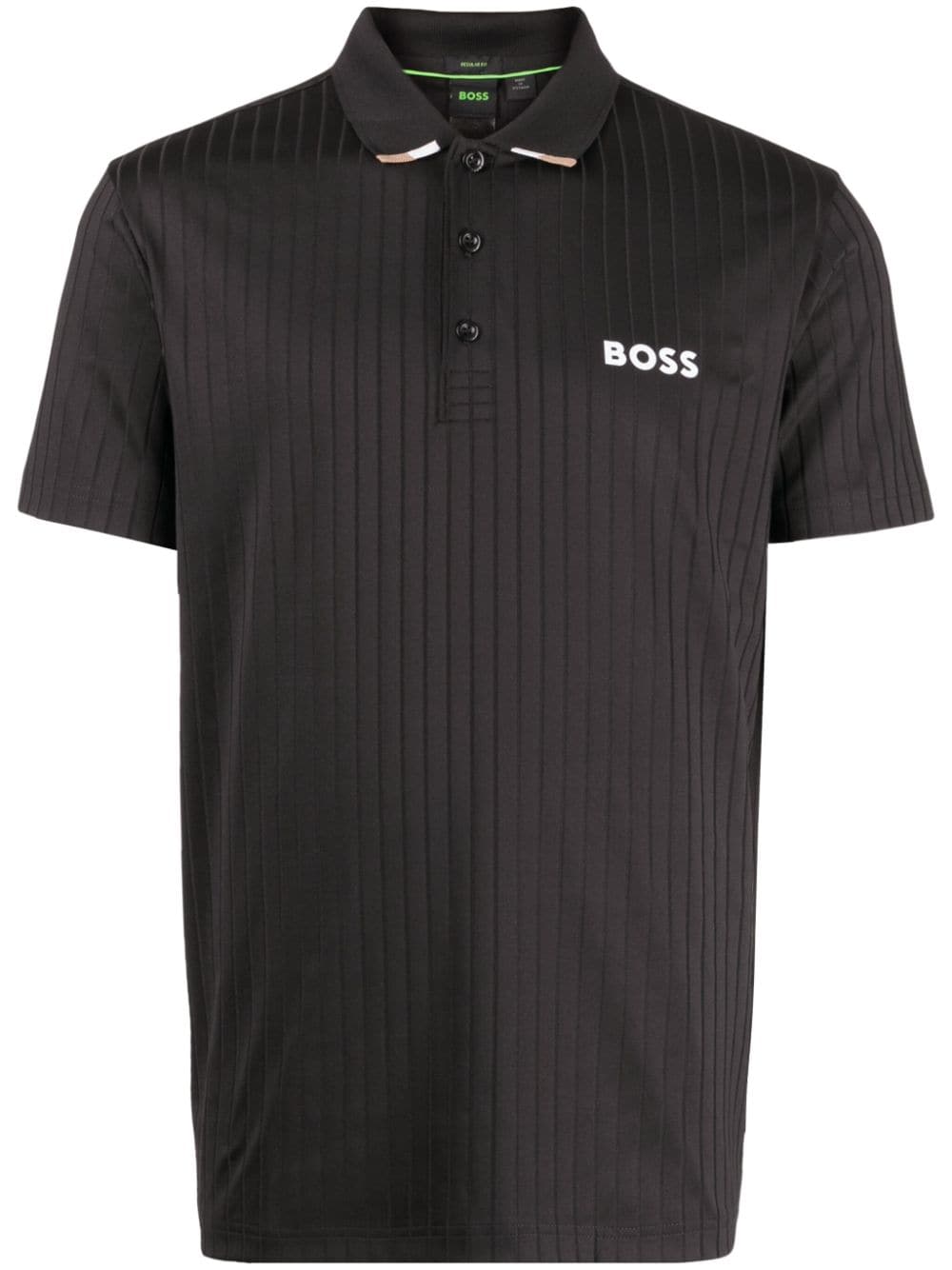 BOSS ribbed polo shirt - Black von BOSS