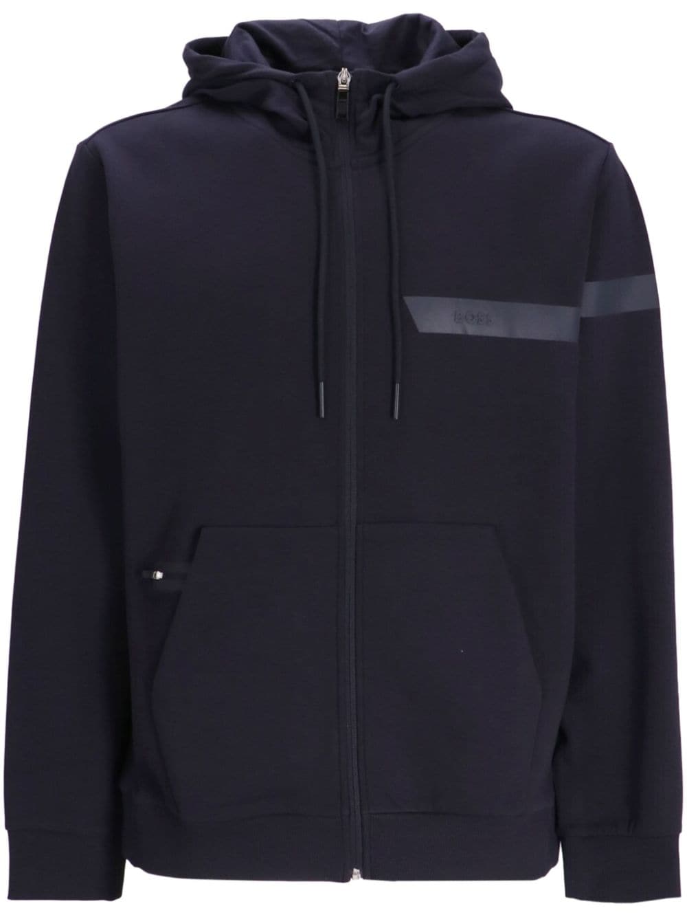 BOSS rubberised-logo zip-up hoodie - Blue von BOSS