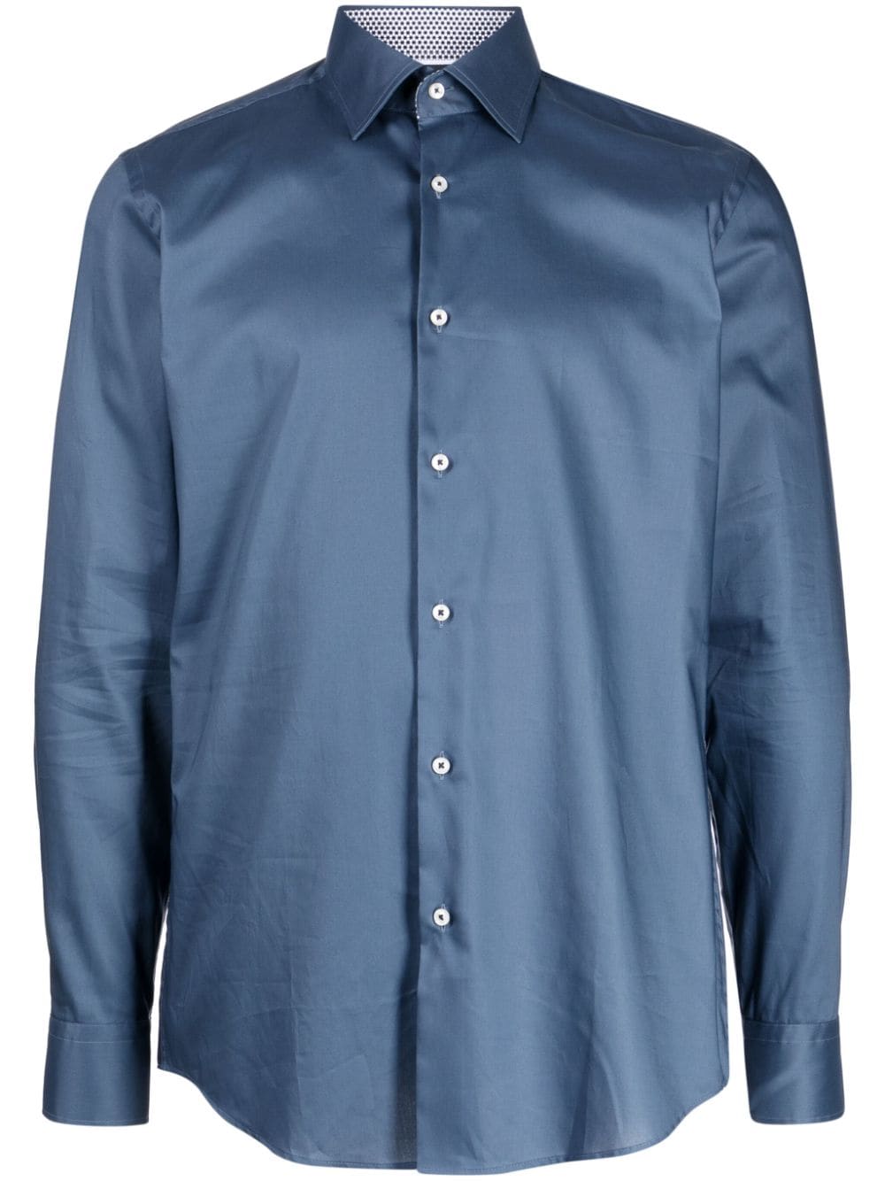 BOSS satin-finish cotton shirt - Blue von BOSS