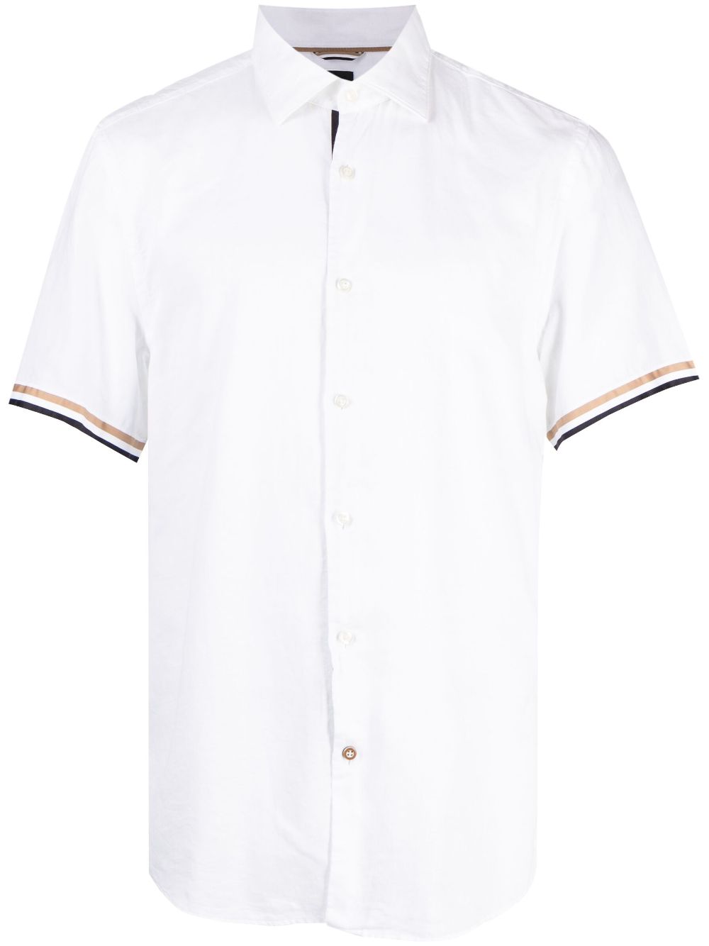 BOSS short-sleeve cotton-linen shirt - White von BOSS