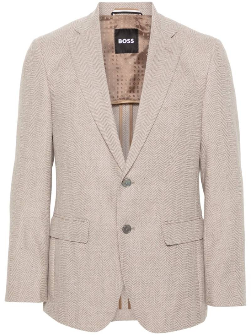 BOSS single-breasted herringbone blazer - Neutrals von BOSS