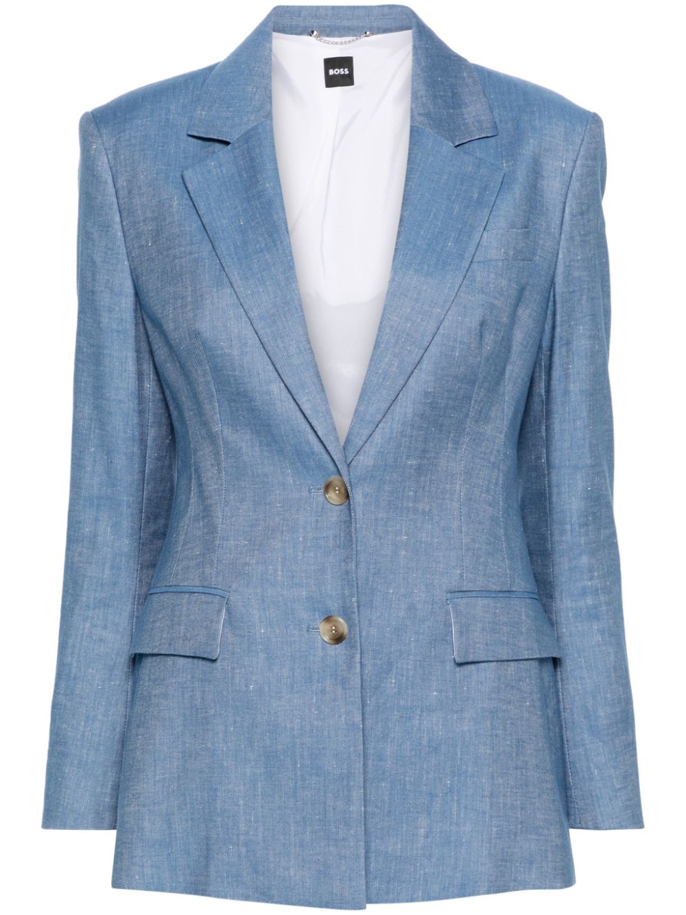 BOSS single-breasted twill blazer - Blue von BOSS