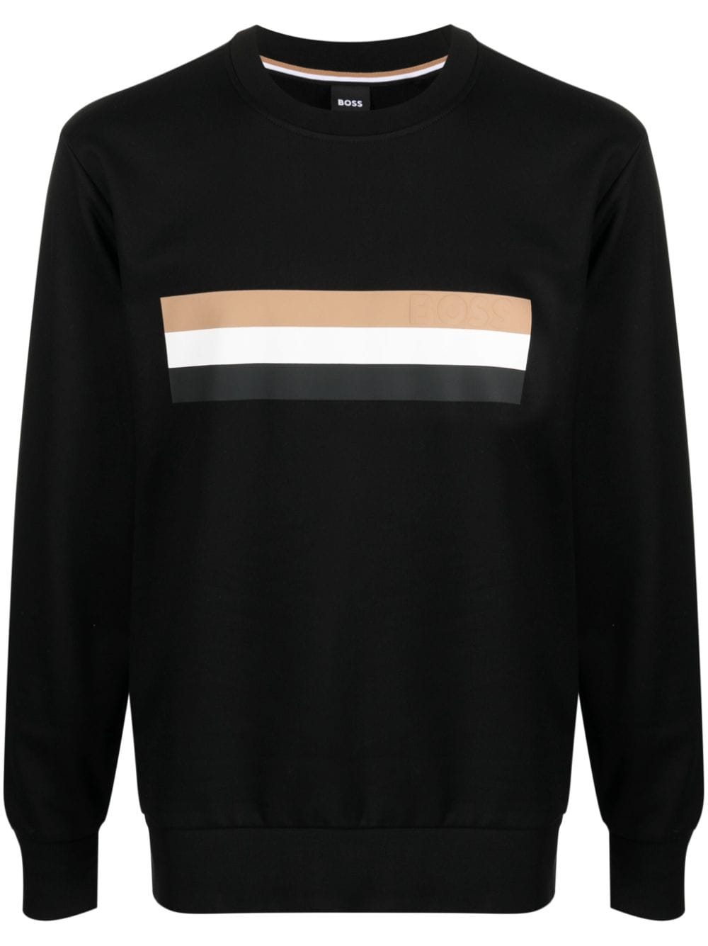 BOSS stripe-detail cotton sweatshirt - Black von BOSS