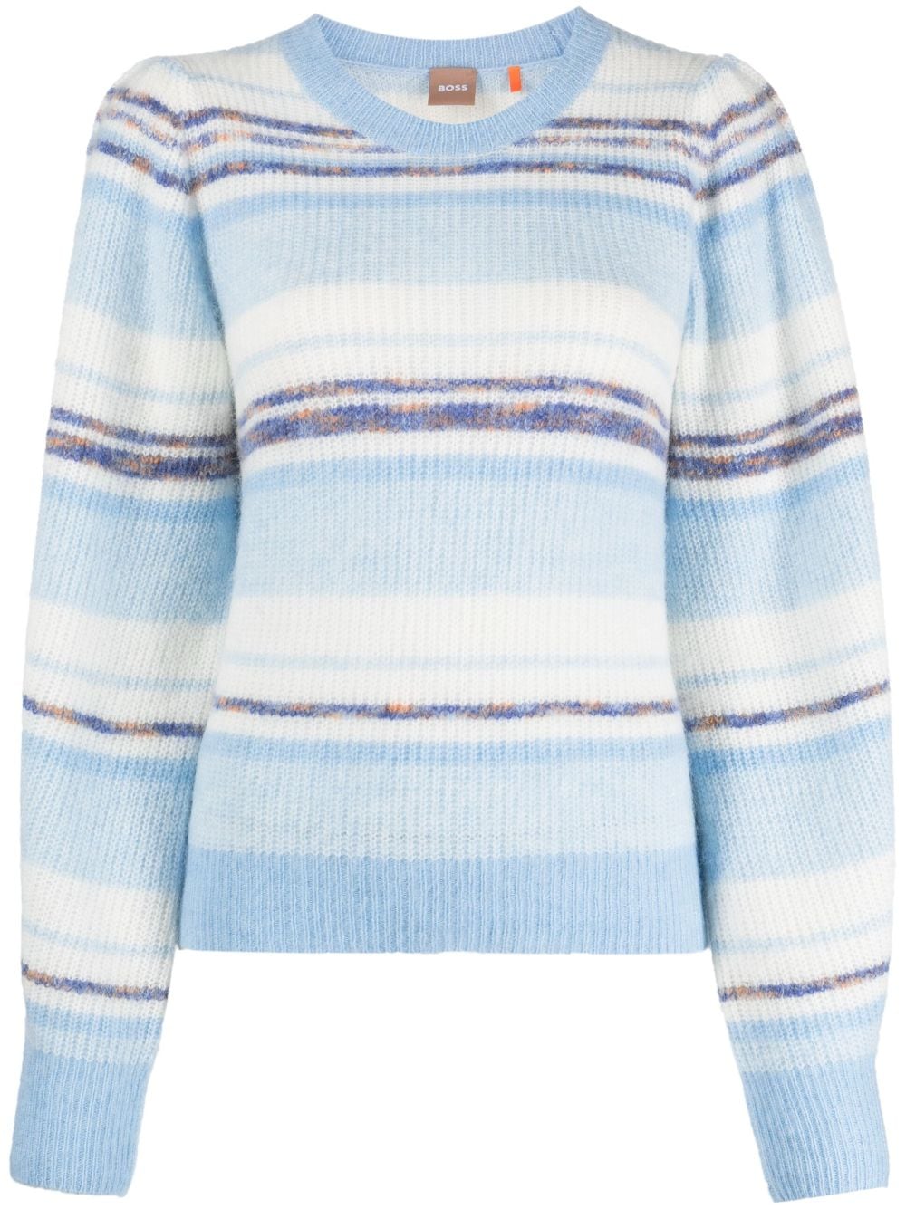 BOSS stripe-pattern crew-neck sweatshirt - Blue von BOSS